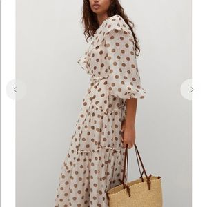 Mango polka dot dress with ruffles